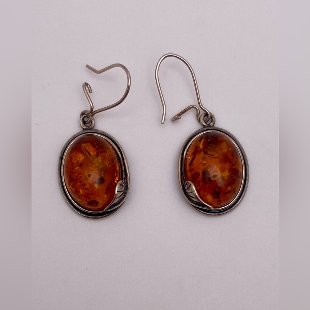 Sterling silver amber earrings - Picture 1 of 5